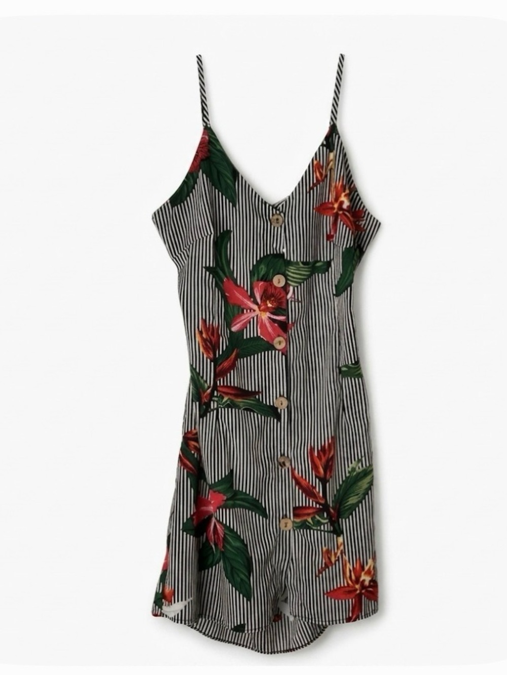 KRL Floral Striped High Low Midi Dress, Juniors XL, Multicolor